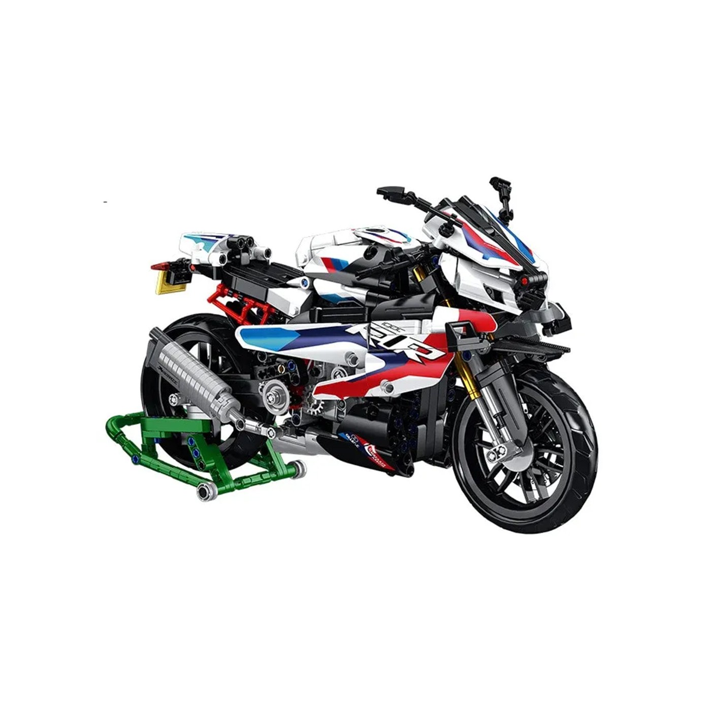 Sada stavebních kostek Motocyklový závodník, bílá, 912 dílků.