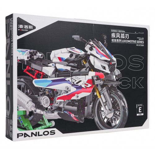 Sada stavebních kostek Motocyklový závodník, bílá, 912 dílků.