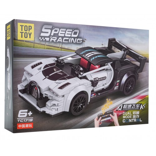 Sada stavebních bloků bílého R/C sportovního vozu