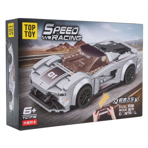 Šedá sada stavebních bloků R/C sportovního vozu