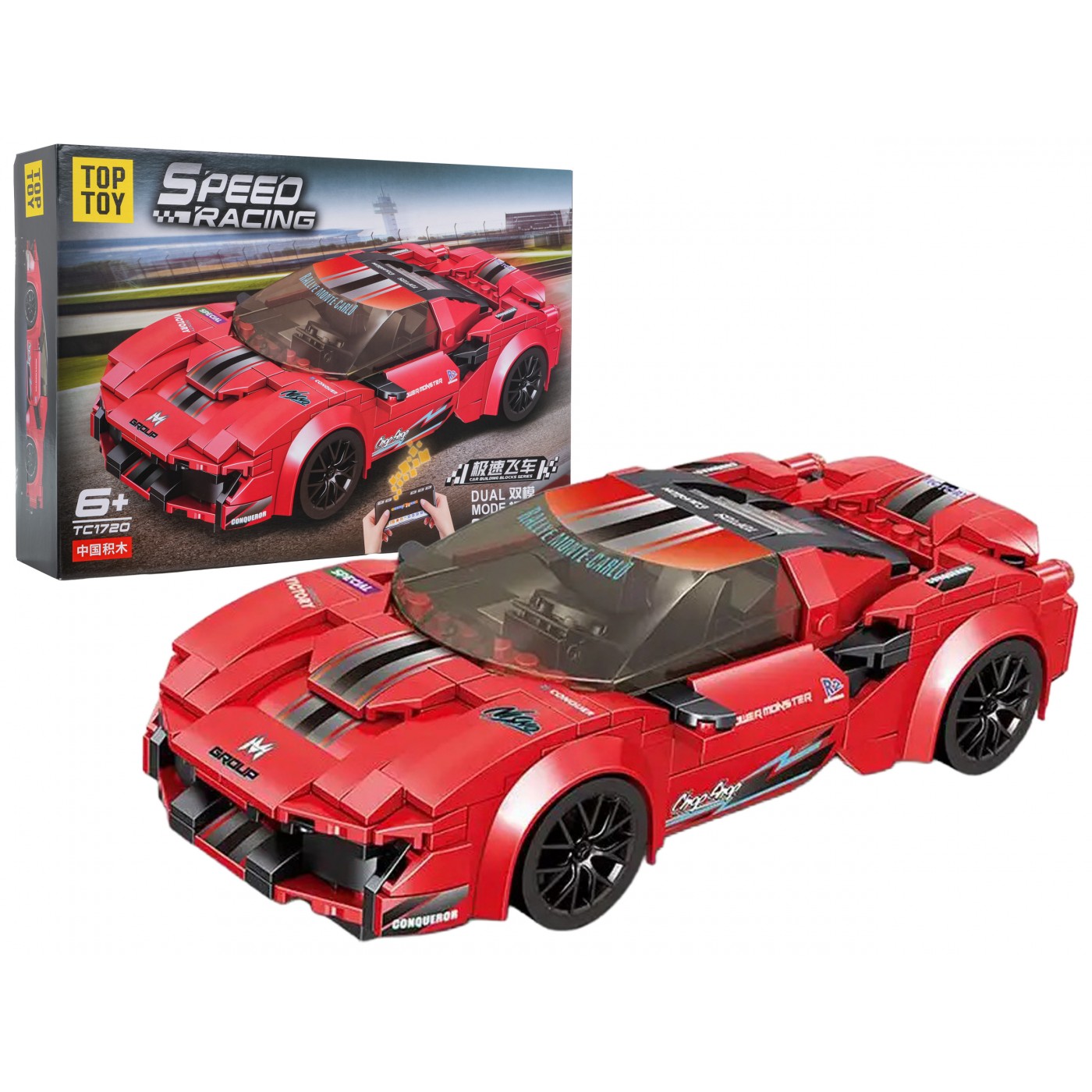 Sada stavebních bloků červené sportovní auto R/C
