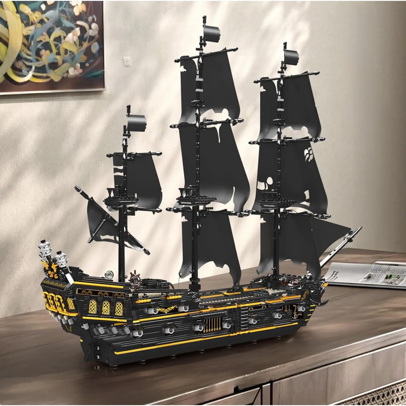 Pirátská loď, černá stavebnice, 3180 dílků.