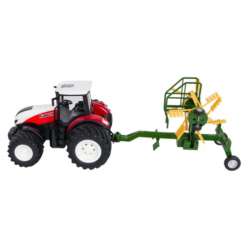 copy of Červený R/C traktor s Traktor + hrábě na dálkové ovládání 1:24 Červený