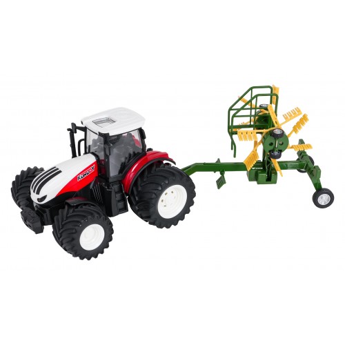 copy of Červený R/C traktor s Traktor + hrábě na dálkové ovládání 1:24 Červený