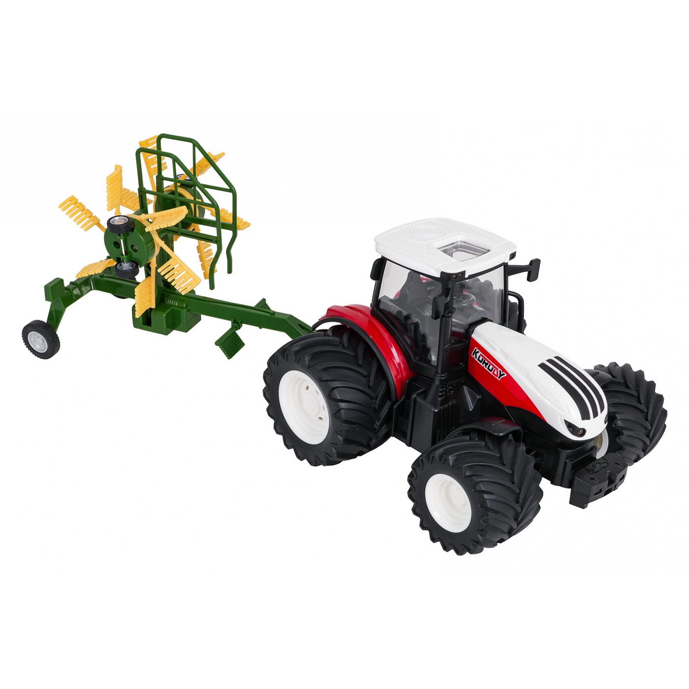 copy of Červený R/C traktor s Traktor + hrábě na dálkové ovládání 1:24 Červený