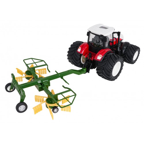 copy of Červený R/C traktor s Traktor + hrábě na dálkové ovládání 1:24 Červený