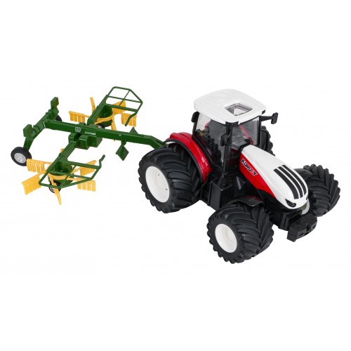 copy of Červený R/C traktor s Traktor + hrábě na dálkové ovládání 1:24 Červený