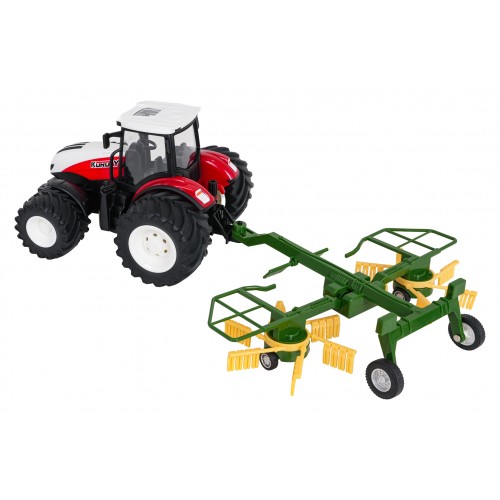 copy of Červený R/C traktor s Traktor + hrábě na dálkové ovládání 1:24 Červený