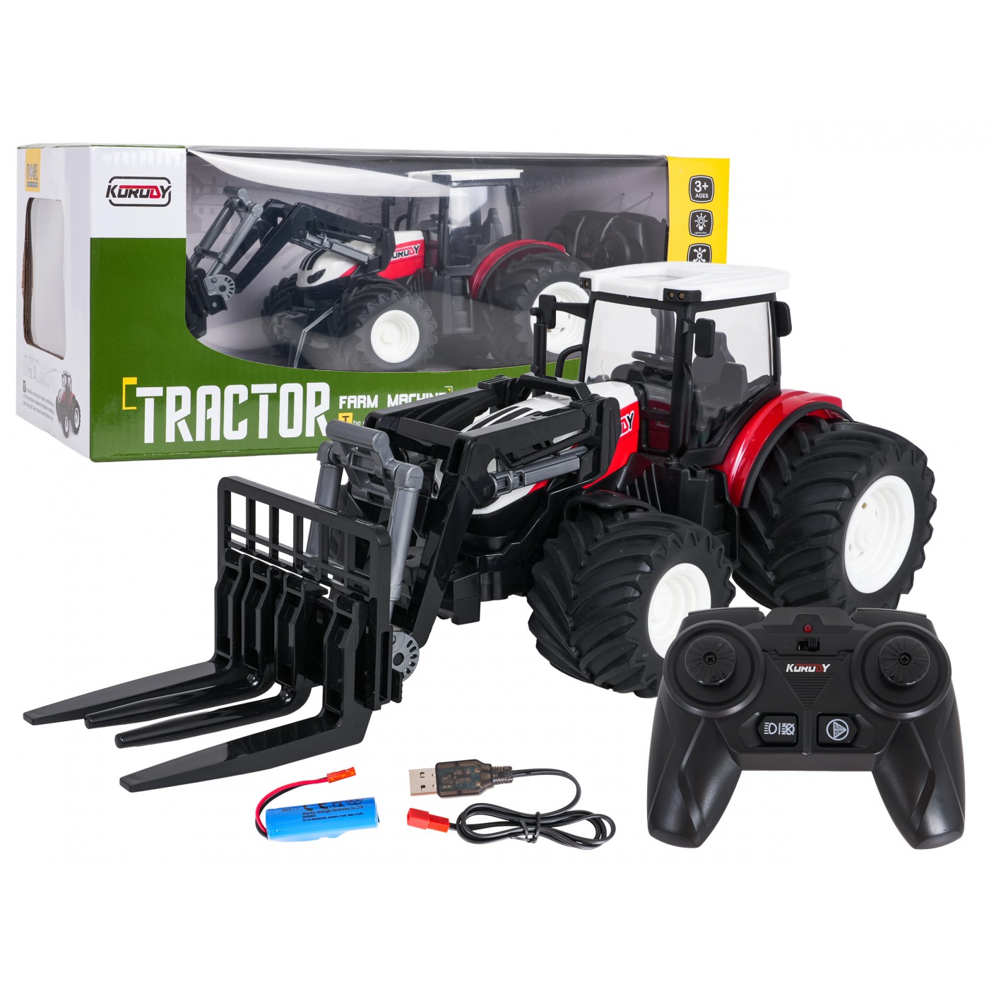 R/C červený traktor s turem