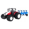 Červený R/C traktor s pluhem 1:24