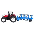 Červený R/C traktor s pluhem 1:24