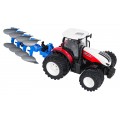 Červený R/C traktor s pluhem 1:24