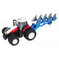 Červený R/C traktor s pluhem 1:24