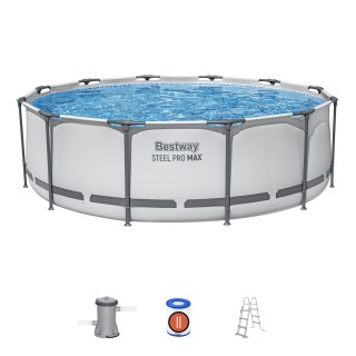 Steel Pro MAX Rack Pool 366x100 Šedý 12ft BESTWAY 4v1 + Pumpa Filtr + Žebřík