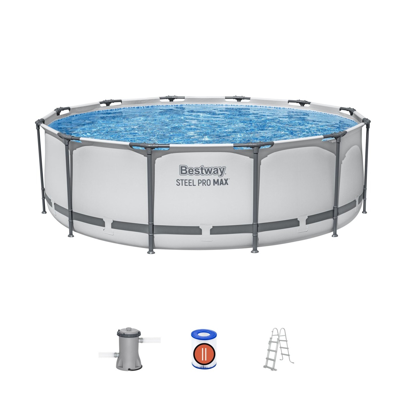 Steel Pro MAX Rack Pool 366x100 Šedý 12ft BESTWAY 4v1 + Pumpa Filtr + Žebřík