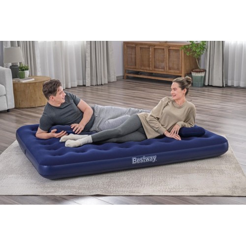 Nafukovací matrace na spaní pro 2 osoby BESTWAY 203x152x22cm Queen Flocked + čerpadlo + 2 polštáře