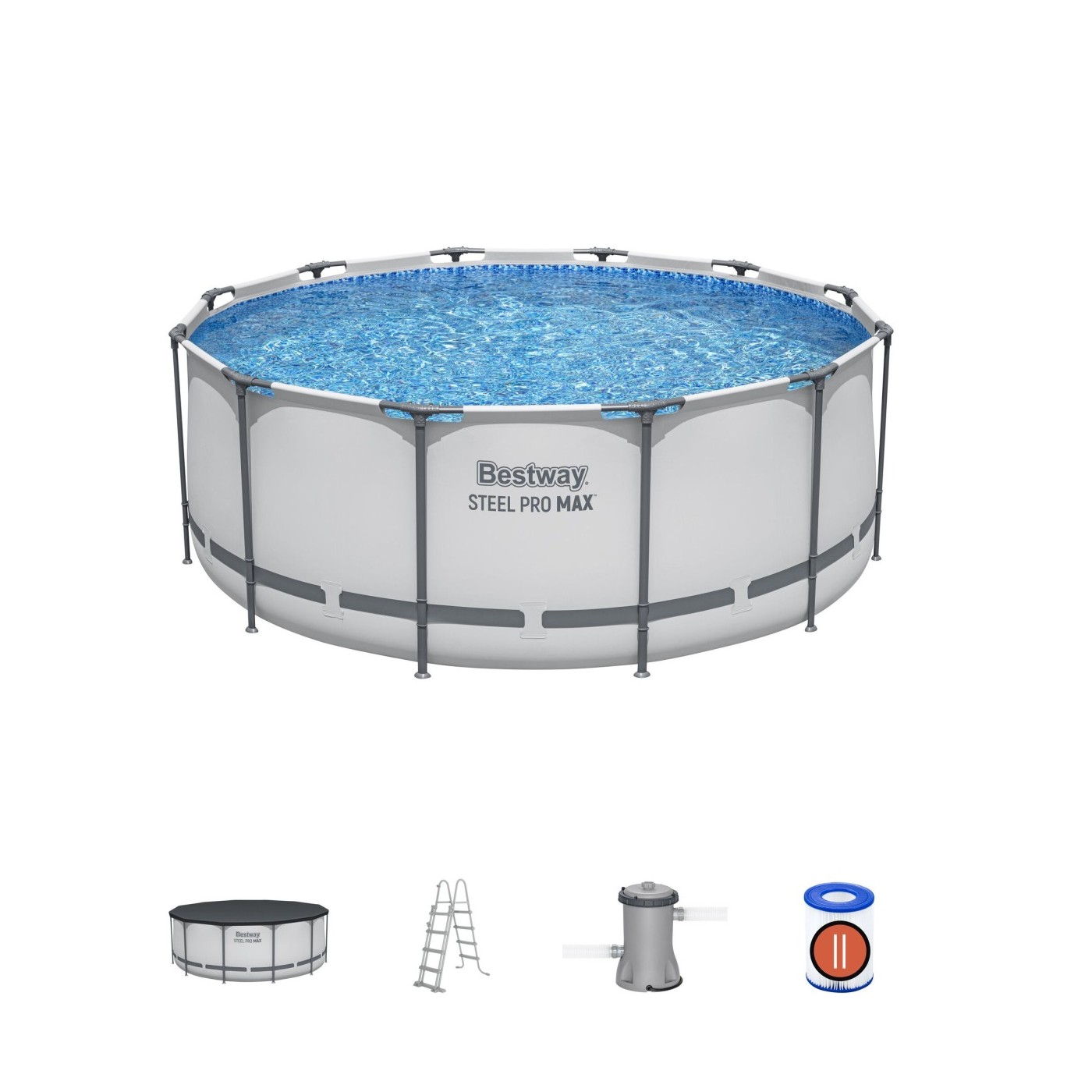 Steel Pro MAX Rack Pool 366x122 12ft BESTWAY 5v1 + Pumpa Filtr + Žebřík