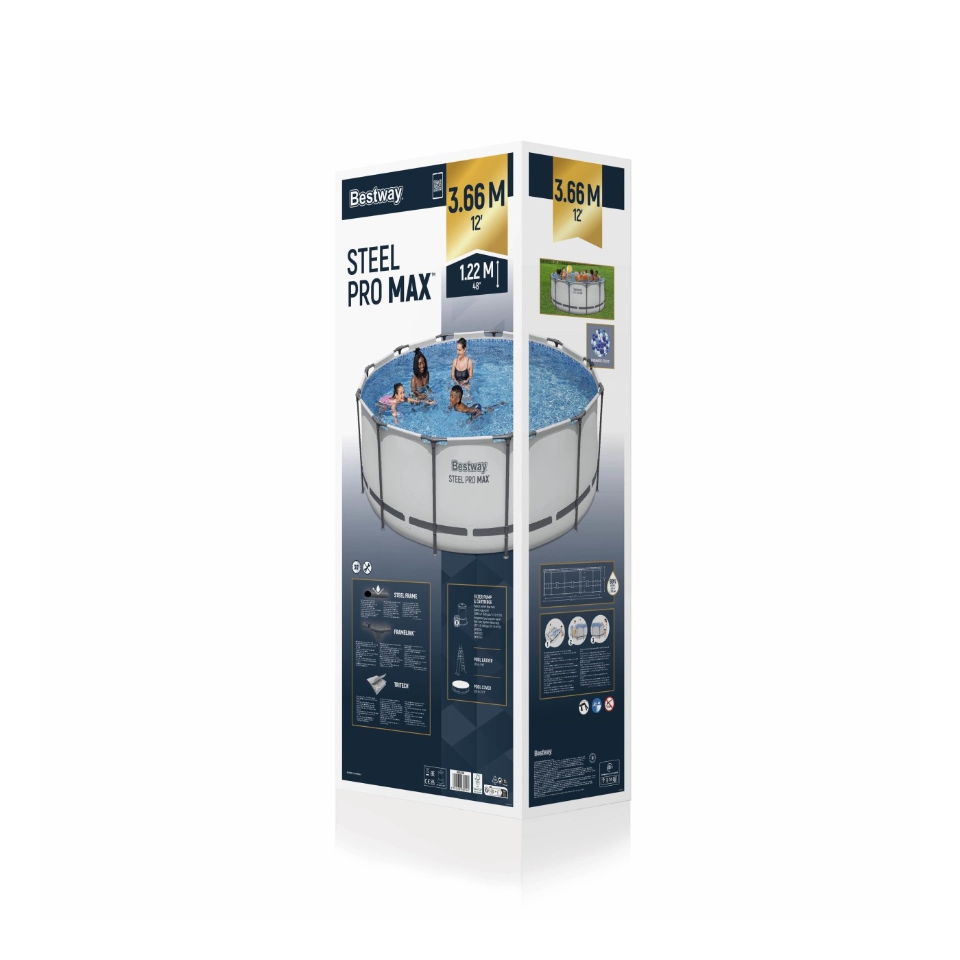 Steel Pro MAX Rack Pool 366x122 12ft BESTWAY 5v1 + Pumpa Filtr + Žebřík