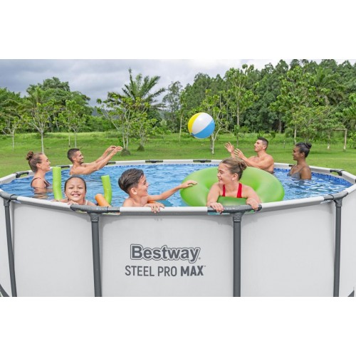 Steel Pro MAX Rack Pool 427x122 Šedá 14 stop BESTWAY 5v1 + Příslušenství