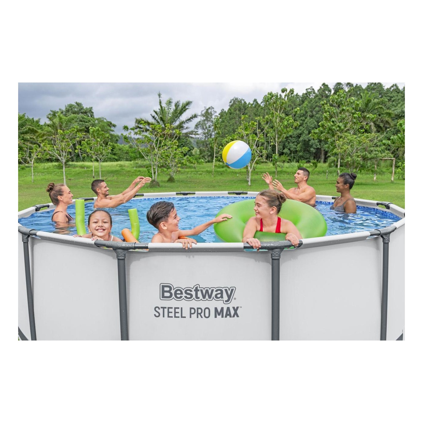 Steel Pro MAX Rack Pool 427x122 Šedá 14 stop BESTWAY 5v1 + Příslušenství