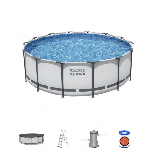 Steel Pro MAX Rack Pool 427x122 Šedá 14 stop BESTWAY 5v1 + Příslušenství
