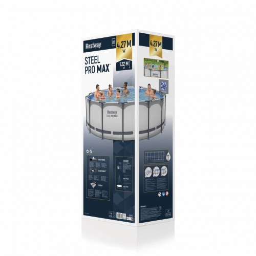 Steel Pro MAX Rack Pool 427x122 Šedá 14 stop BESTWAY 5v1 + Příslušenství