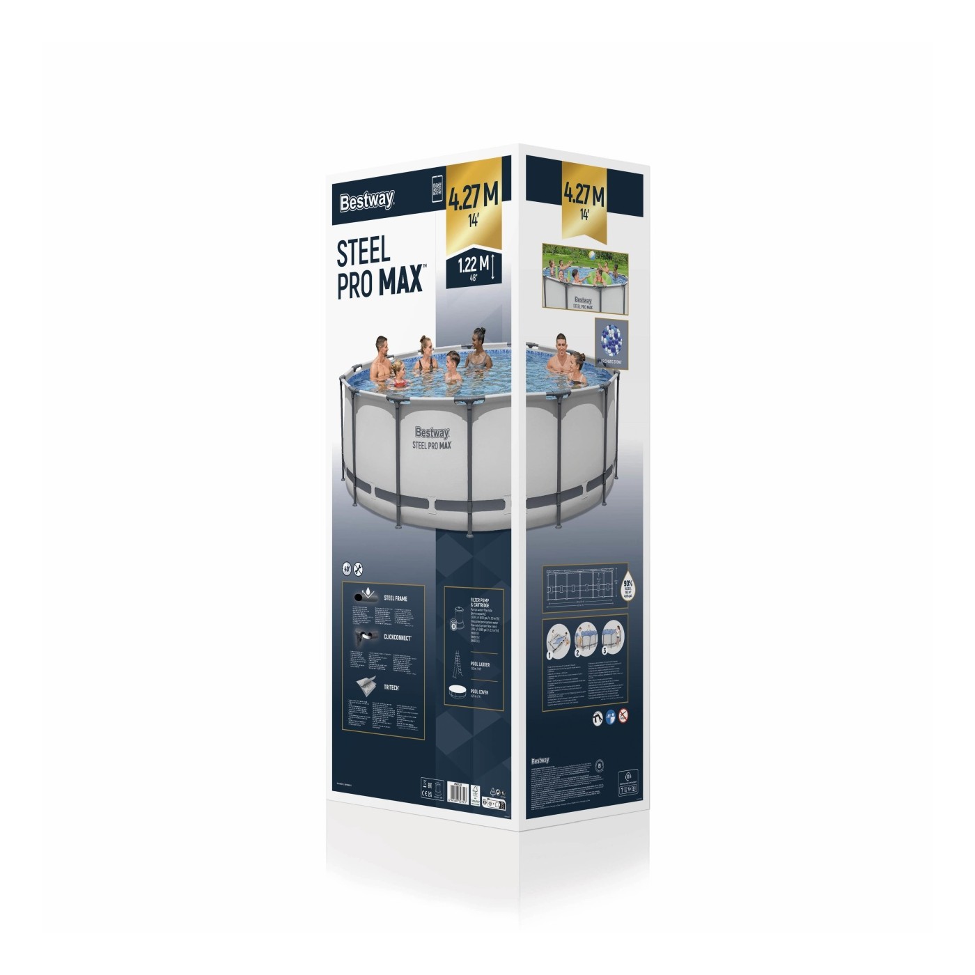 Steel Pro MAX Rack Pool 427x122 Šedá 14 stop BESTWAY 5v1 + Příslušenství