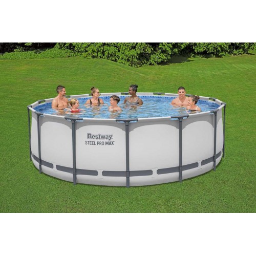 Steel Pro MAX Rack Pool 427x122 Šedá 14 stop BESTWAY 5v1 + Příslušenství