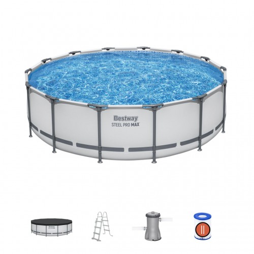 Steel Pro MAX Rack Pool 427x107 Šedá 14 stop BESTWAY 5v1 + Příslušenství