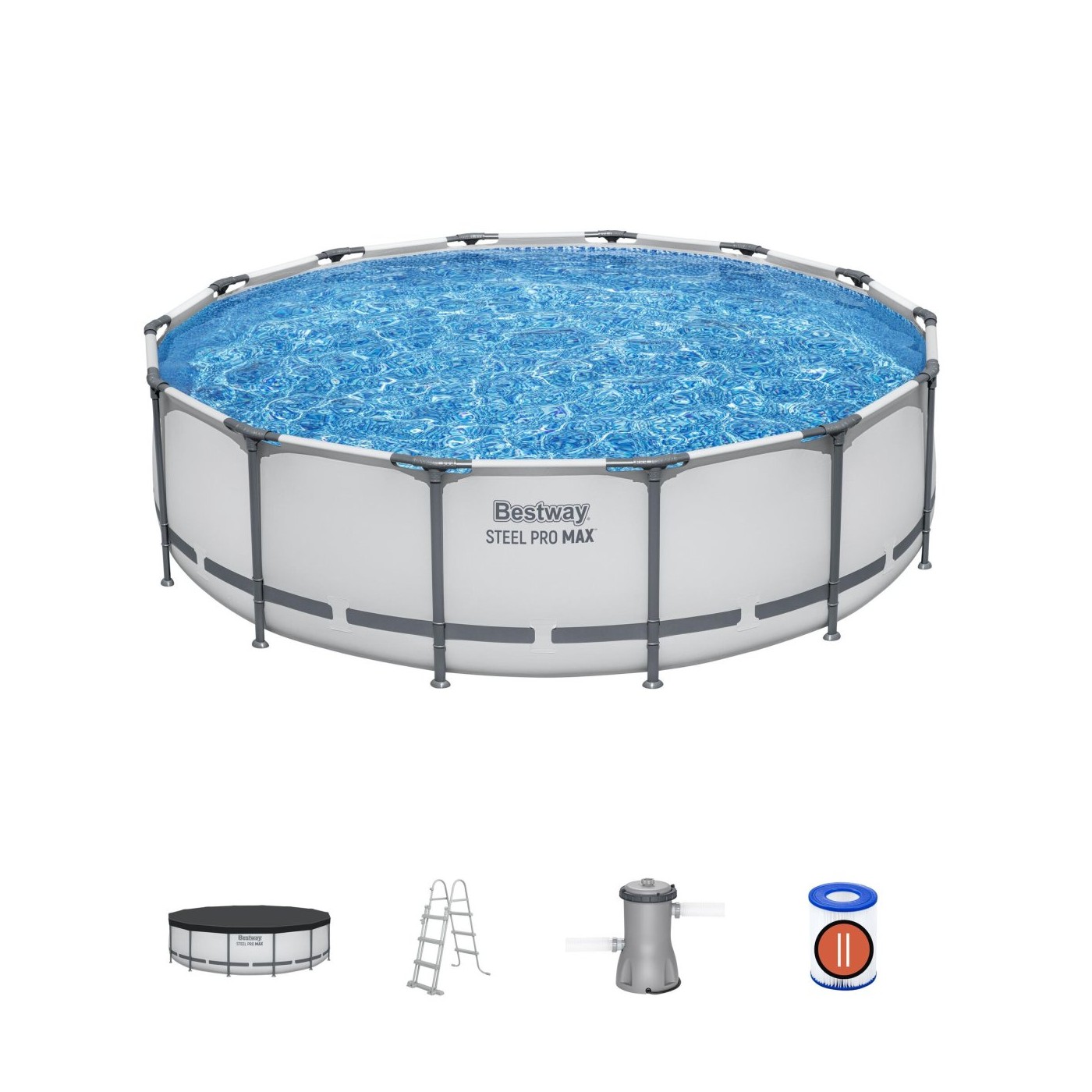 Steel Pro MAX Rack Pool 427x107 Šedá 14 stop BESTWAY 5v1 + Příslušenství