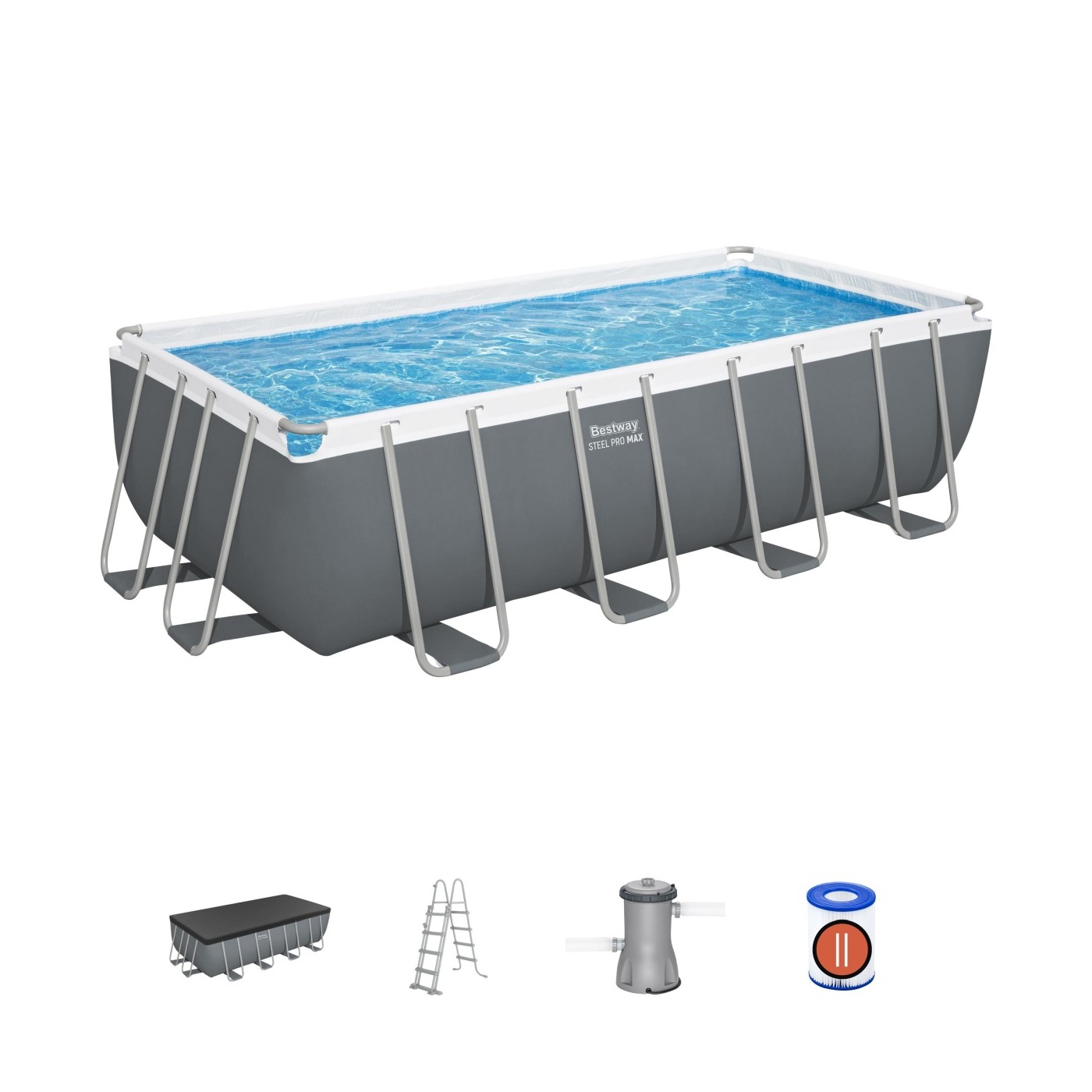 Power Steel Frame Pool 488x244x122 Šedá 16x8FT BESTWAY 6V1