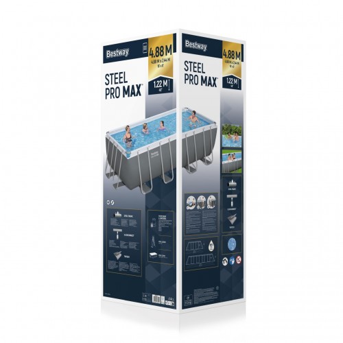 Power Steel Frame Pool 488x244x122 Šedá 16x8FT BESTWAY 6V1