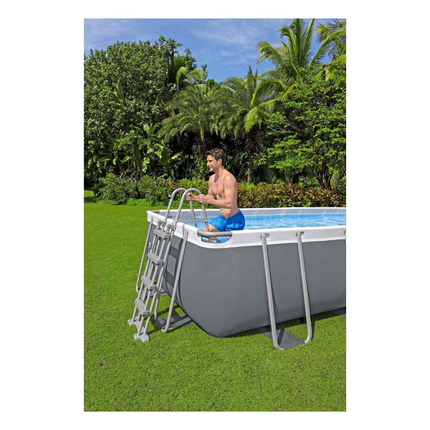 Power Steel Frame Pool 488x244x122 Šedá 16x8FT BESTWAY 6V1