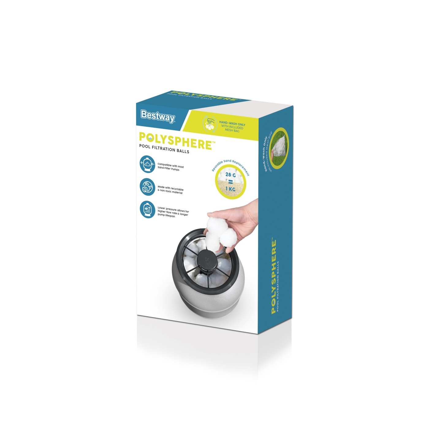 Polysphere FlowClear Písková pumpa Filtrační patrona BESTWAY PET kuličky 500g