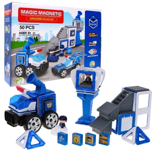 Magické magnetické bloky policejní stanice policejní auto