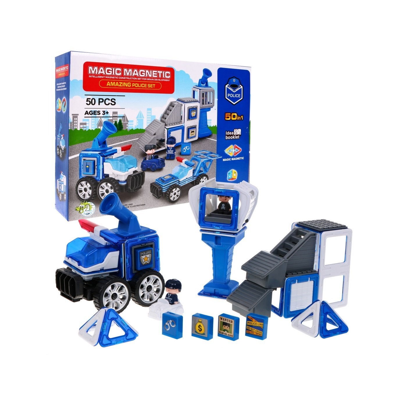 Magické magnetické bloky policejní stanice policejní auto