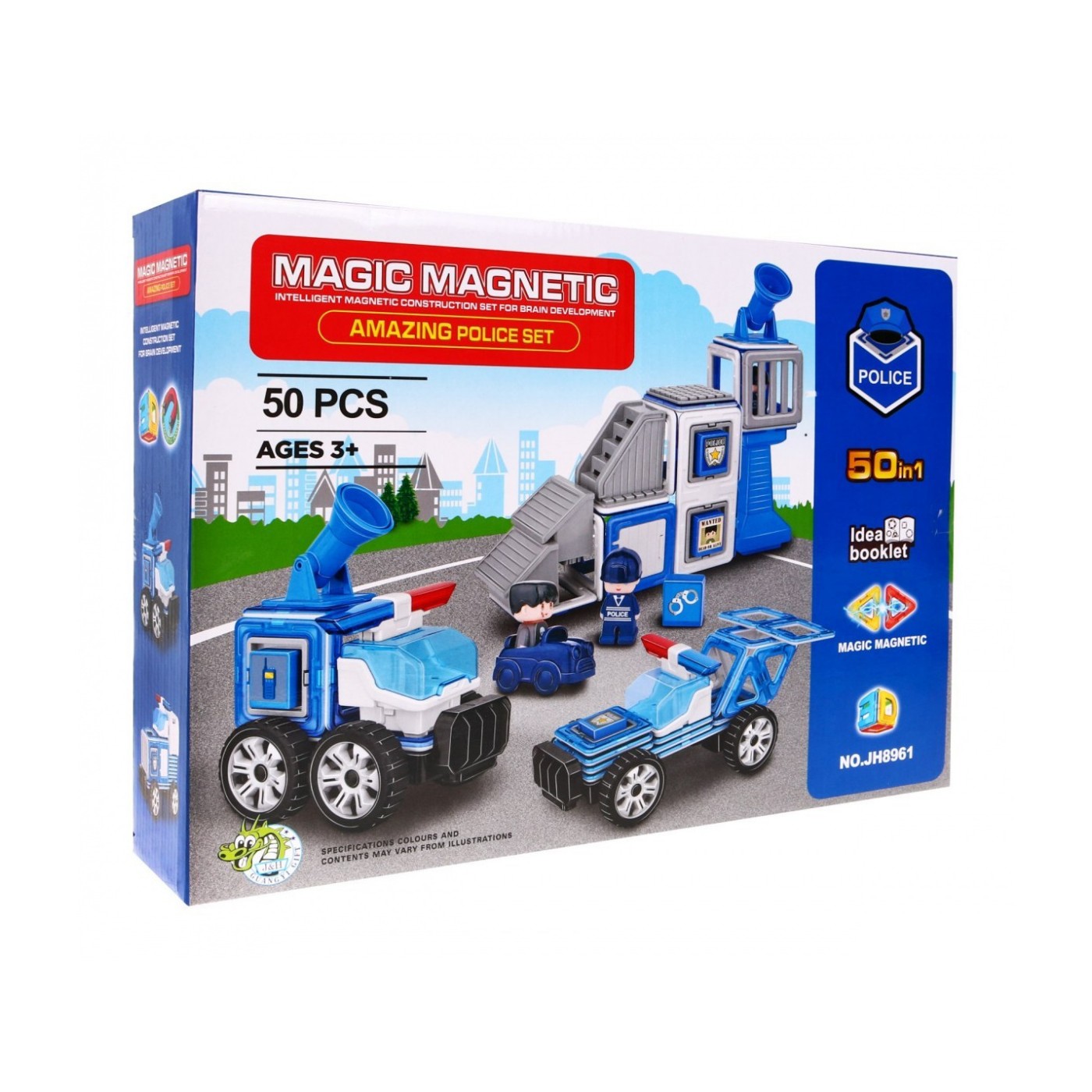 Magické magnetické bloky policejní stanice policejní auto
