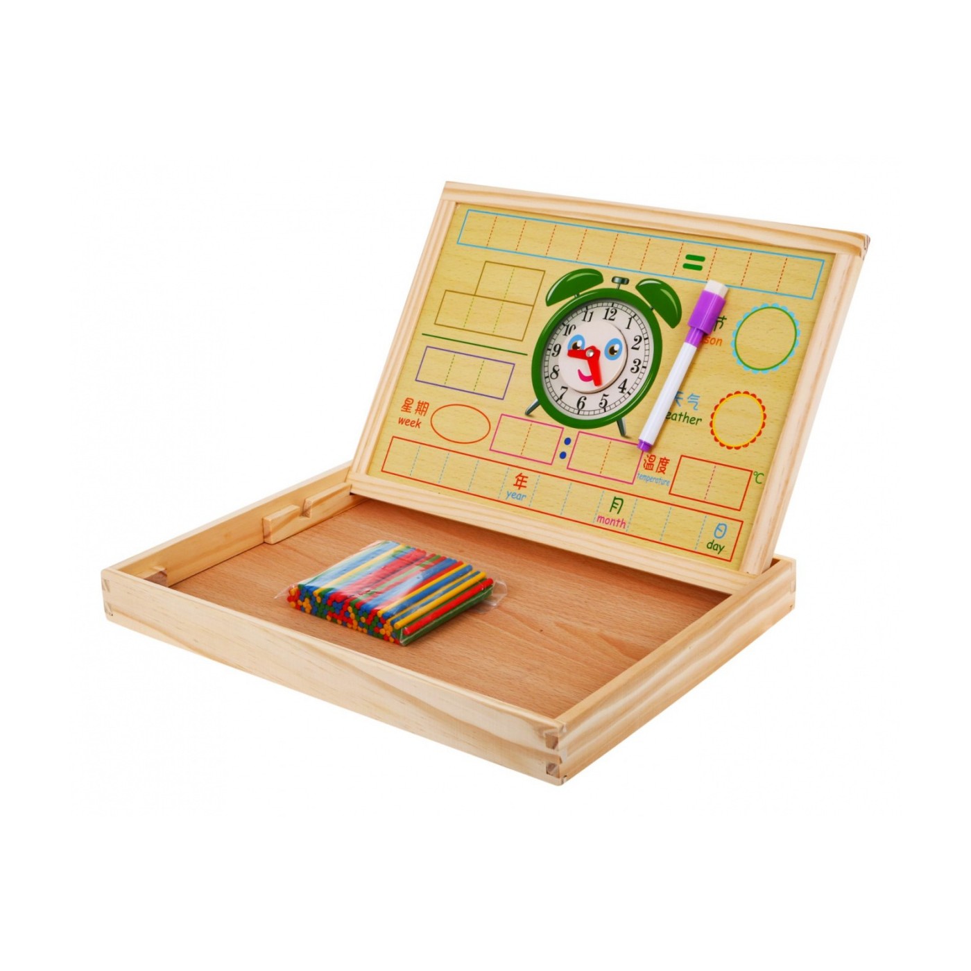 Dřevěná magnetická tabule pro děti 3+ Vzdělávací sada + Příslušenství