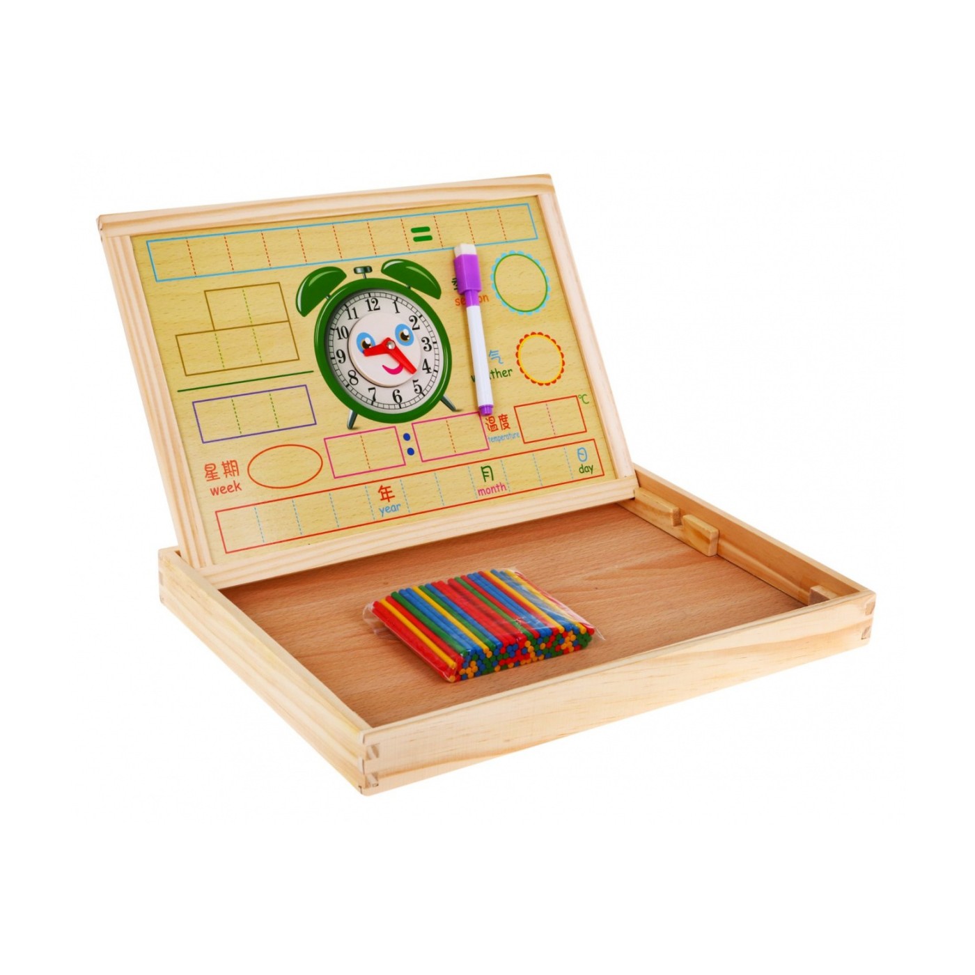 Dřevěná magnetická tabule pro děti 3+ Vzdělávací sada + Příslušenství