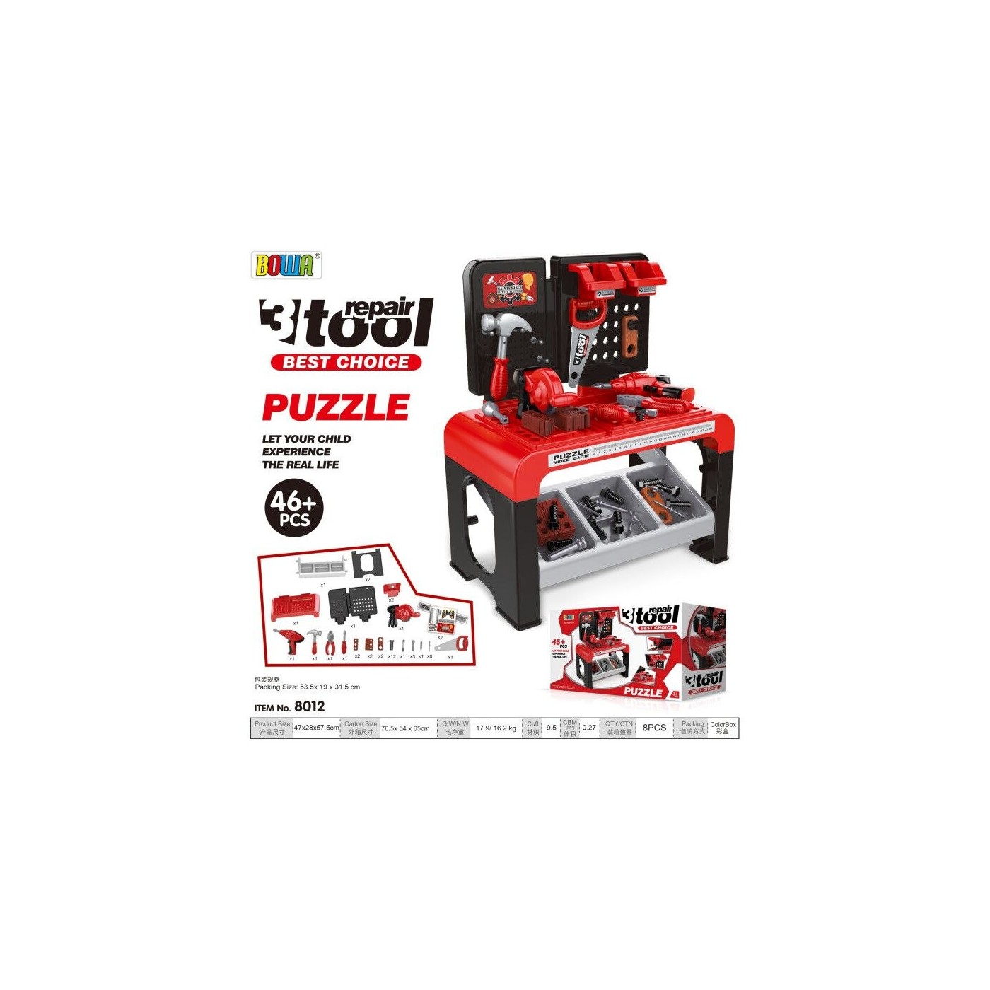 Kompaktní dílna pro děti 3+ Malý DIY set 46 el. + Nástroje + Příslušenství