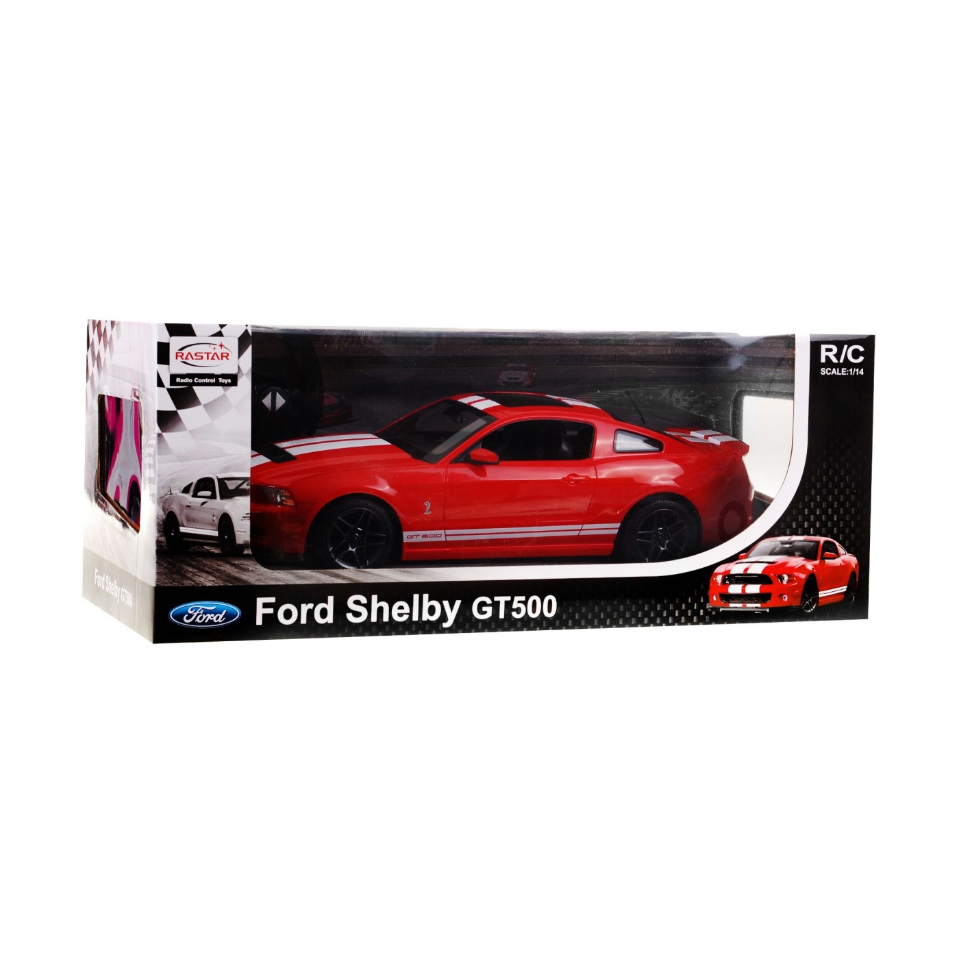 Ford Shelby Mustang GT500 červený RASTAR model 1:14 Dálkové ovládání auta + dálkové ovládání