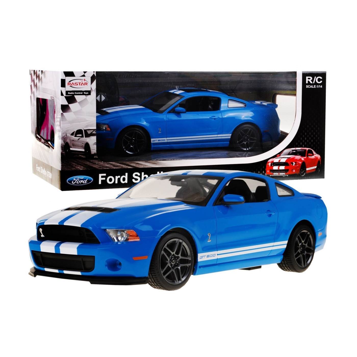 Ford Shelby Mustang GT500 modrý RASTAR model 1:14 Dálkové ovládání auta + dálkové ovládání