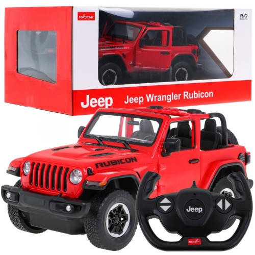 Jeep Wrangler Rubicon červený RASTAR model 1:14 Dálkové ovládání auta + 2,4 GHz dálkové ovládání