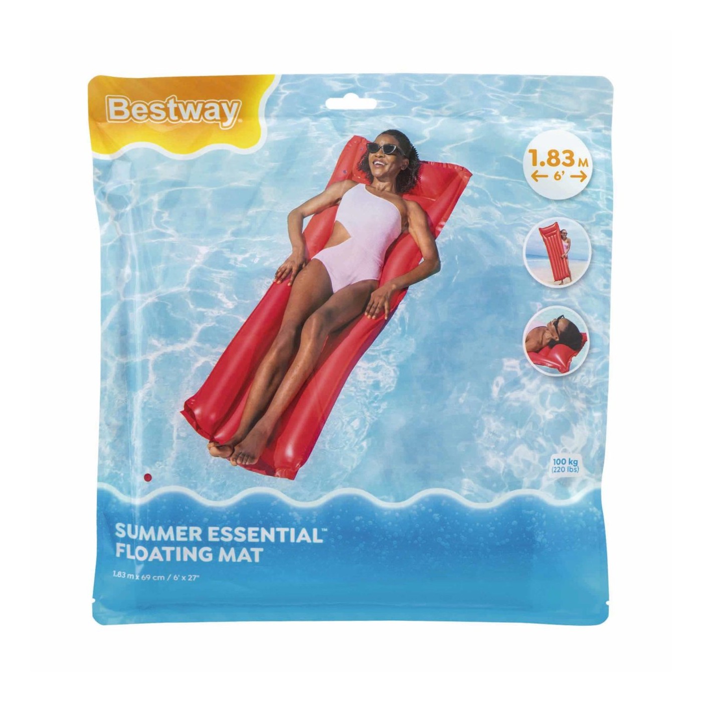Nafukovací matrace červená BESTWAY 183x69cm + polštář