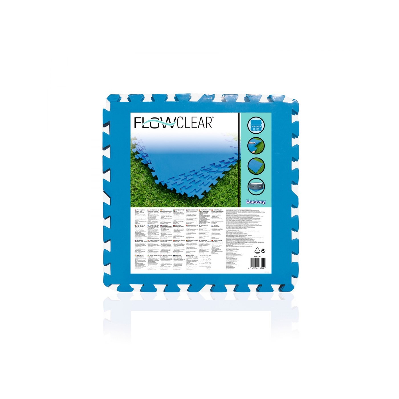 Pěnový koberec do zahradního bazénu modrý 9 ks 50x50cm BESTWAY