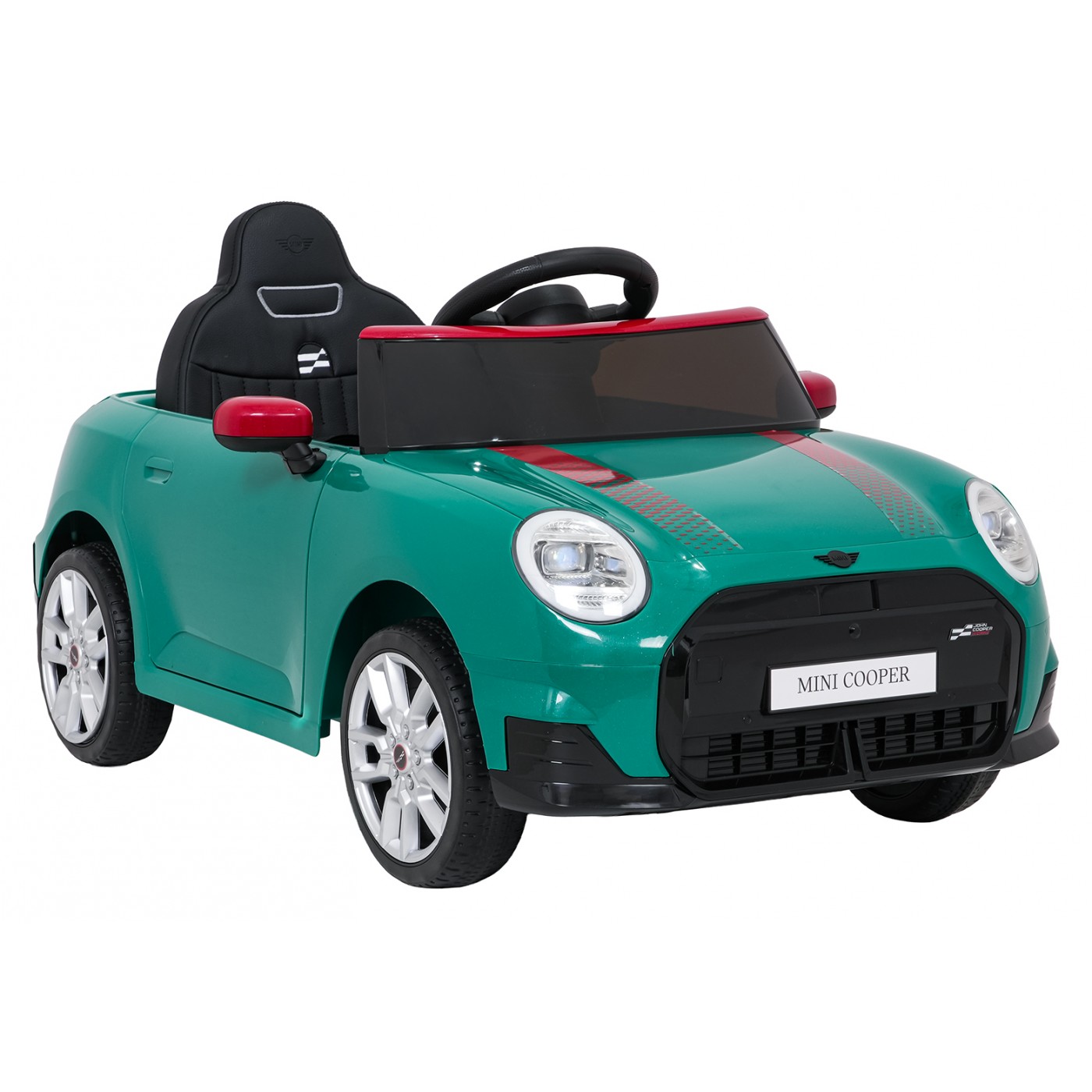 Zelené vozidlo Mini Cooper