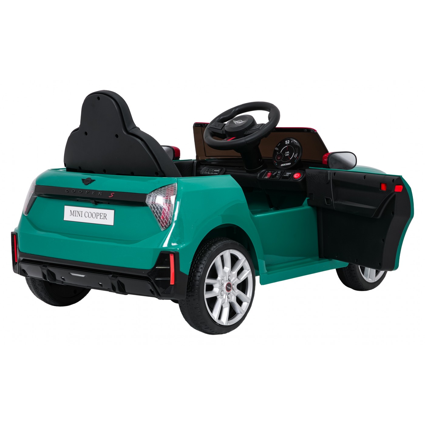 Zelené vozidlo Mini Cooper
