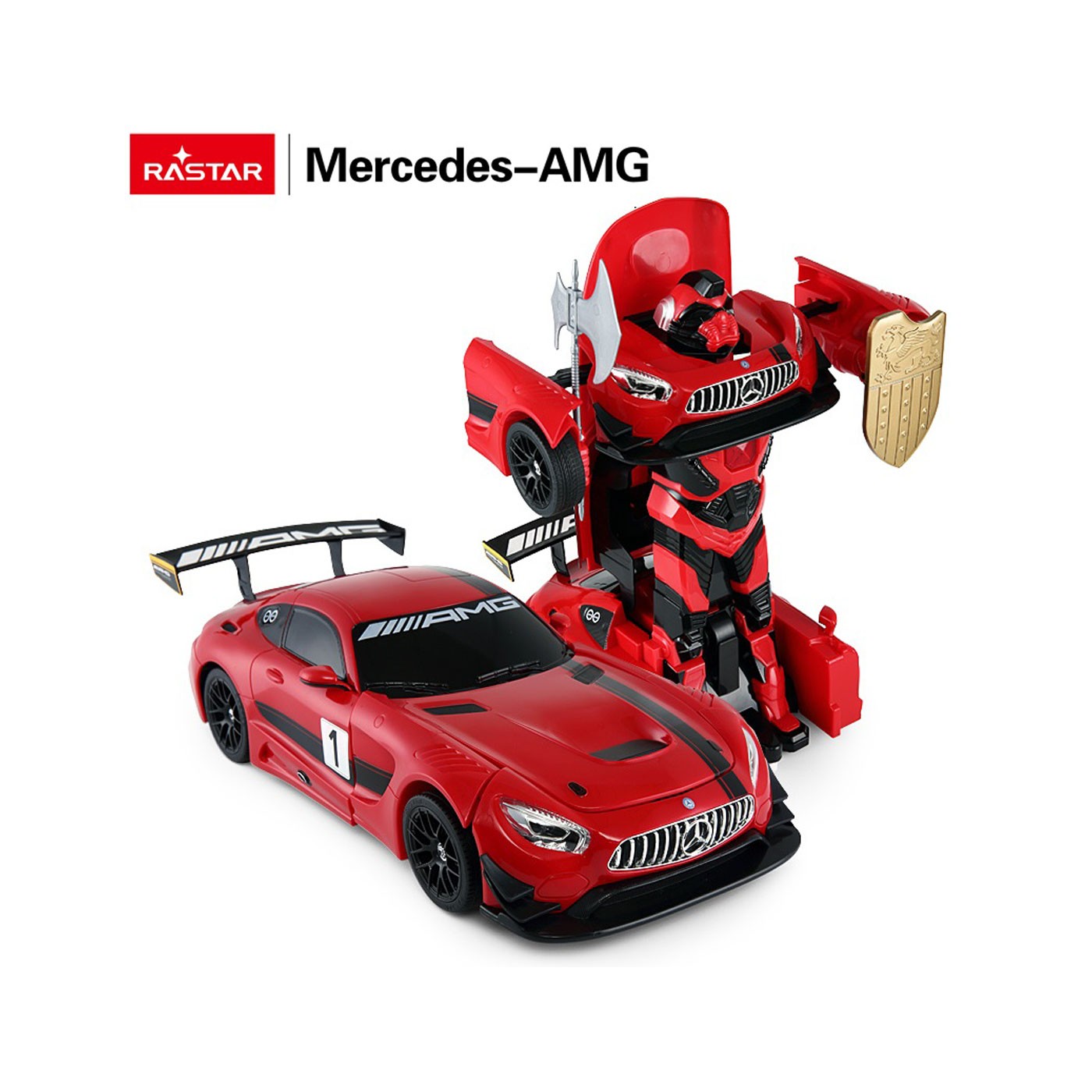 Auto/Robot 2v1 R/C 1:14 Mercedes-AMG GT3 Červený RASTAR