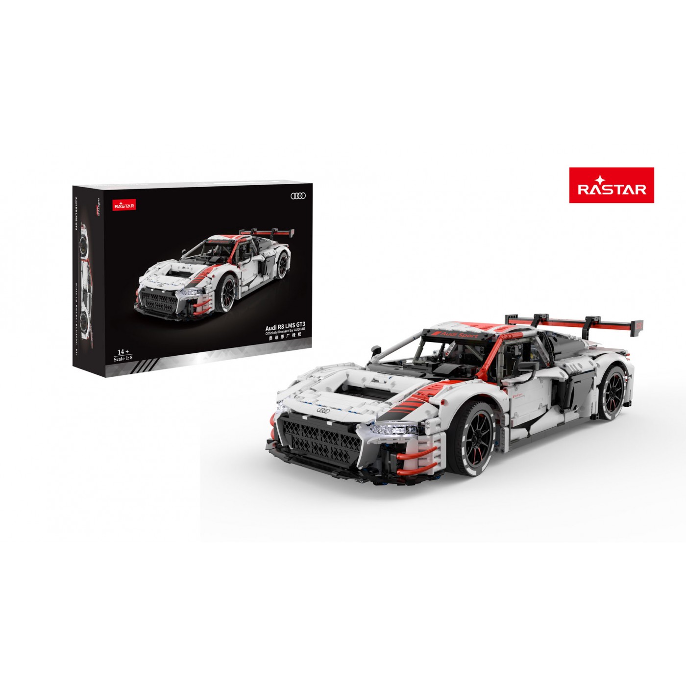 Autodíly 1:8 Audi R8 LMS GT3 bílé RASTAR