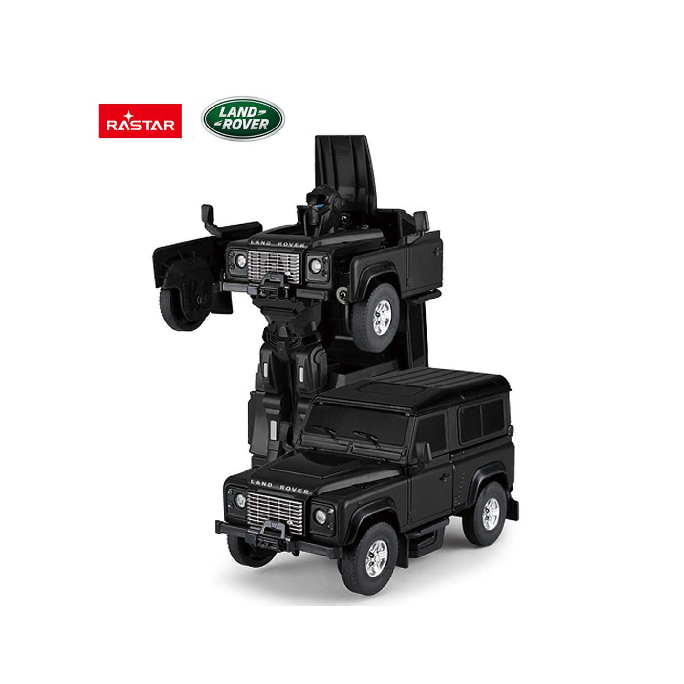 Kovové auto/robot 2v1 1:32 Land Rover Defender Černý RASTAR
